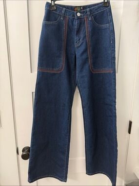 dELiA*s by Dolls Kill Rainbow Stitch Wide Leg jeans